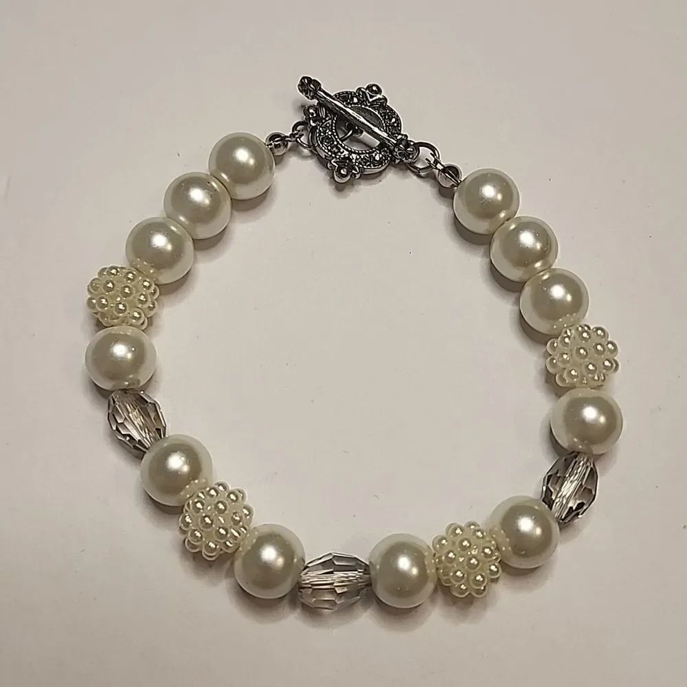 Faux Pearl and Crystal Beaded Bracelet Womens Jewelry